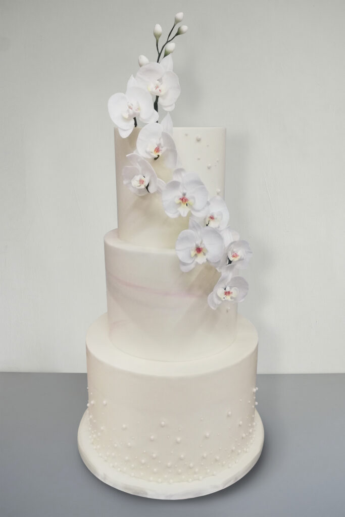 wedding cake orchidee bianco perla rosa